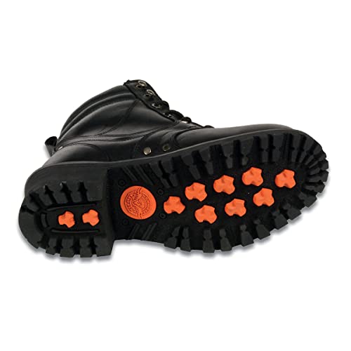 Milwaukee Leather Men's Black Leather 6-inch Lace-Up Motorcycle Biker Rider Boots w/Zipper Closure MBM90503