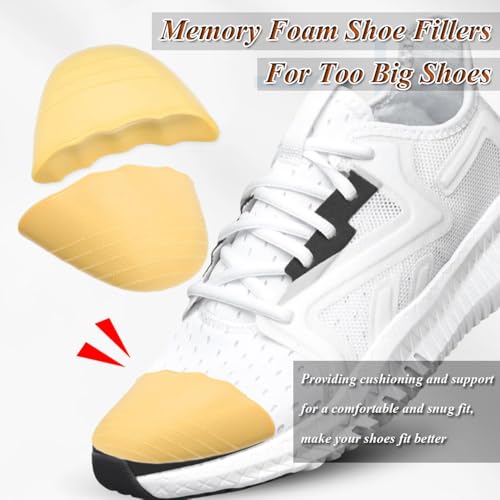 Image of Shoes Too Big Inserts Toe Cushion Filler Inserts Make Loose Shoes Fit 2 Pairs Shoe Insoles Adjust Shoe Too Big for Women and Men Ideal for High Heels Casual Sports Dress Shoes (Light Yellow)