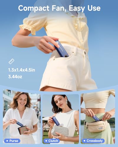 SWEETFULL Portable Handheld Mini Fan with LED Display, 3-in-1 Personal Foldable USB Rechargeable Hand Held Fan & Flashlight for Travel, Lash Eyelash, Cute Small Pocket for Women, Girls