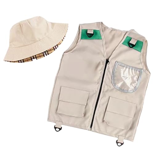 Chaleco de para Niños | Conjunto Acampada con Gorra - Juguetes Exploración Naturaleza para Excursiones Safari Senderismo