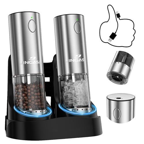 Image of Electric Salt and Pepper Grinder Set with USB Charging Base, 95ml Large Capacity (Upgraded Adjustable Coarseness)