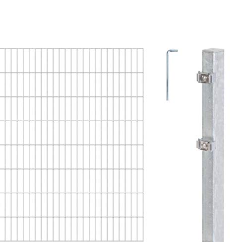 Alberts 651398 Doppelstabmattenzaun als 20 tlg. Zaun-Komplettset | verschiedene Längen und Höhen | feuerverzinkt | Höhe 160 cm | Länge 18 m