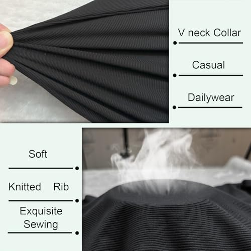 Muscle Cmdr Slim Fit V Neck Long Sleeve Muscle Thermal T Shirt Casual Ribbed Pullover Tee Lightweight Sweater Undershirts3