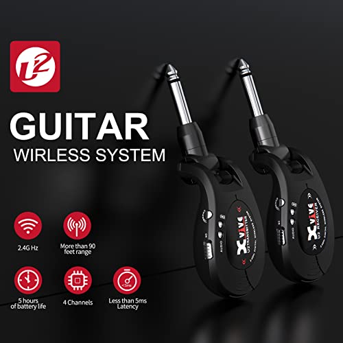 Xvive U2 Guitar Wireless System With Transmitter And Receiver For Electric Guitars, Bass, Violin (Black) #TOP1