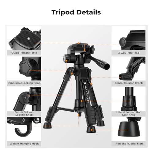 Image of K&F CONCEPT 25 inch Mini Desk Tripod for Camera Video | Portable Aluminum Tripod for DSLR Cameras Phone, Lightweight Video Tripod for Travel. with Remote Max load 8.8 lbs. S223A0