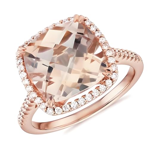1-3 Carat Pear/Cushion/Heart Cut Natural Morganite Engagement Ring for Women, 10K 14K 18K Solid Gold Morganite Wedding Ring Bride Band Engraved Name Jewelry Gift for Anniversary