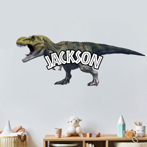 Vinilo decorativo de pared T-Rex personalizado para niños