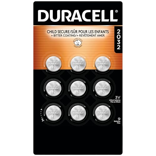 duracell 2032 lithium battery 9 count pack of 1 child safety features compatible with key fob tea light candles and other devices cr2032 battery