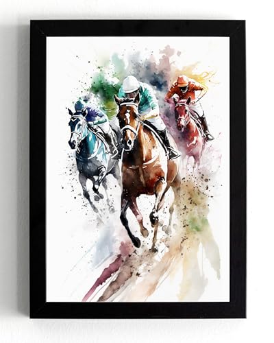 Course de chevaux impression murale encadrée A5 pour votre salon