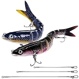 PcvGef Angel Köder 8-teilig, 2 Wobbler mit Mehrgelenk-Design und 6 Drahtspuren, Hecht Köder für Süß- und Salzwasser, Ideal für Raubfische wie Barsch und Forelle