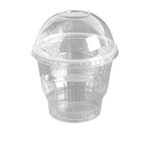 12oz Clear Plastic Dessert Cups with 4oz Parfait Insert & Lids, 3-piece (100 Count, Dome Lid - No Ho - //coolthings.us