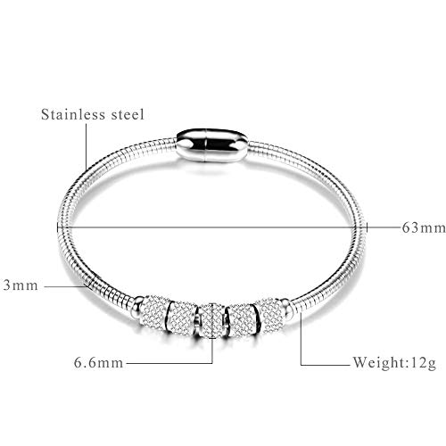 Jude Jewelers Stainless Steel Cubic Zircon Snake Chain Bangle Bracelet2