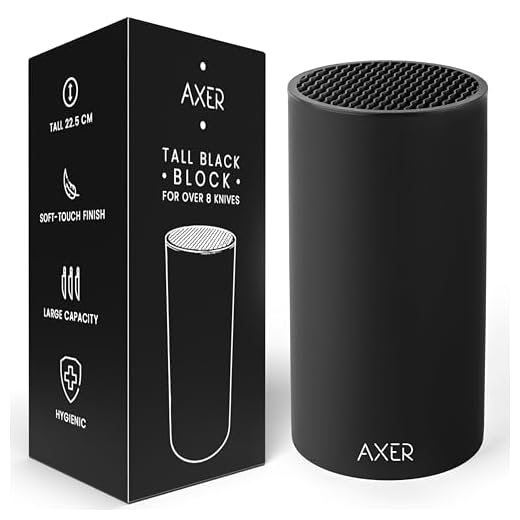 Axer Ceppo Coltelli da Cucina Vuoto - Nero Porta Coltelli Cucina per Oltre 8 Coltelli - Ceppo Portacoltelli da Cucina - Ceppo Coltelli Vuoto - Ceppo per Coltelli Vuoto