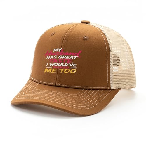 My Husband Has A Great Tastes I'd Have Pickeds Me Toos Mesh Hat for Mens Vintage Athletic Trucker Cap2