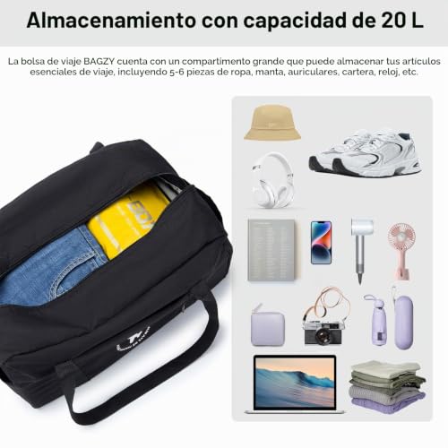 Miniatura 4 de Bagzy Maleta 40x20x25 Cm Ryanair 2pcs Bolso De Viaje Maletas De Viaje Cabina Plegable Bolsa De Viaje Neceser Viaje Bolsa De Hombro De Gimnasio Bolsa Deportiva Mano Maleta De Viaje Negro