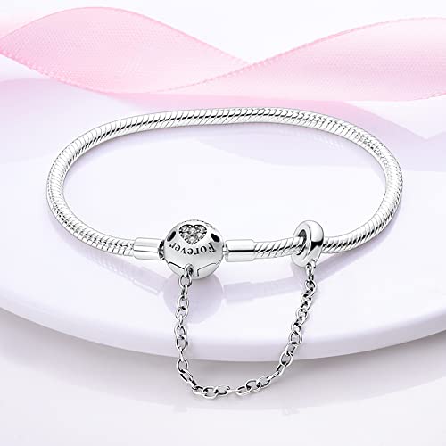Kunsir 925 Sterling Silver Palm Clasp Snake Chain Bracelet Basic Charm Bracelets Fit Any Pdl Charm, With For Teen Girls Women #TOP1