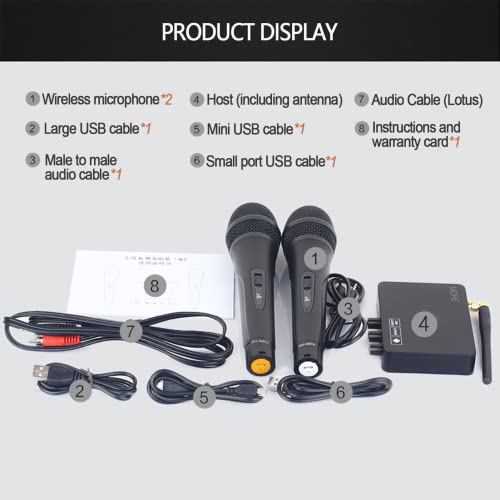 Máquina de karaokê com dois microfones sem fio, máquina de karaokê Wi-Fi com dois microfones, mini c