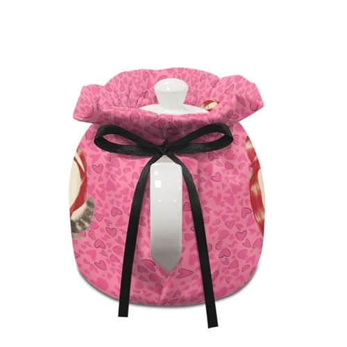 Image of Valentine Teapot Cozy for Teapot Cat Tea Pots Cozy for Keeping Warm Portable Easy to Clean Coffee Pot Cozy Polyester for Hotel Thicken Kettle Dust Cover for Kitchen