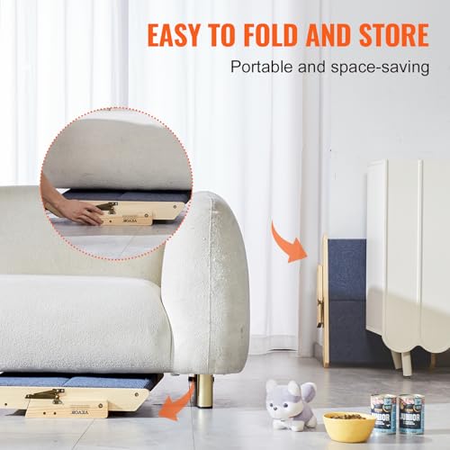 VEVOR Holz-Haustiertreppe/Haustierstufen, 2-in-1 faltbare Hundetreppe aus Holz für Betten, Sofas und Autos, Hundetreppe und Rampe mit 2 Stufen für kleine, mittelgroße und große Haustiere, bis zu 50 kg