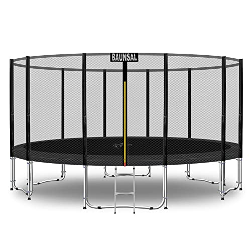 Baunsal® Trampolin Outdoor Ø 427 cm (EXD) schwarz Komplettset Sprungmatte mit Netz und Leiter Gartentrampolin Outdoor Spielzeug Kinder Trampolin Kinder Outdoor Spielzeug Garten