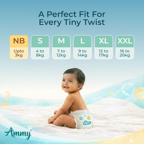 Image of Ammy KoolKids Baby Diaper Pants Size NB (44 pcs) Upto 3 kg | Cottony Soft, 12hr Leakproof & Rash-Free Protection | Quick Absorption with ADL Magic Gel for All-Day Dryness & Comfort