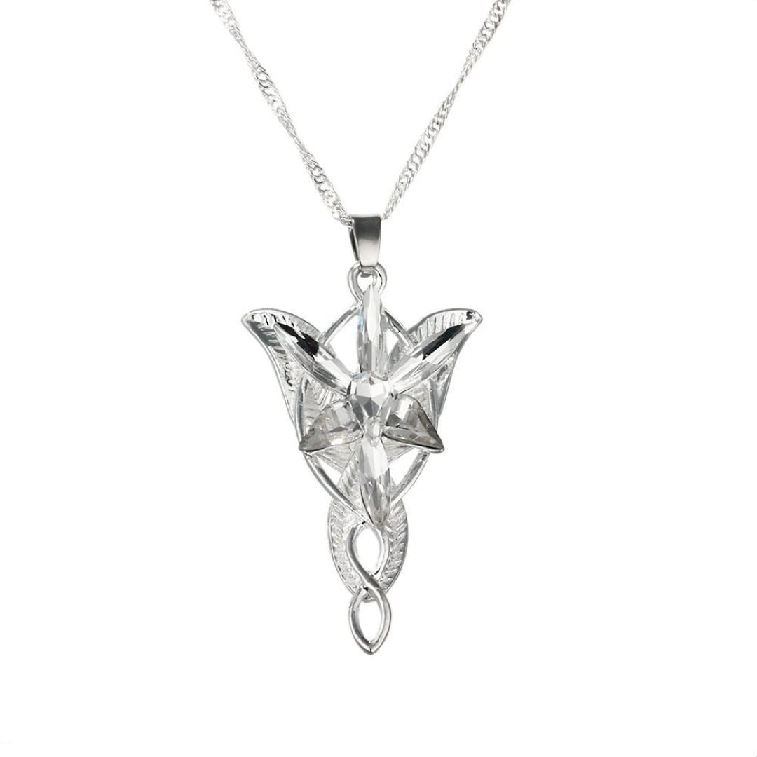 Lord of the Rings Inspired Arwen Evenstar Pendant Silver Plated Elven Princess Necklace Jewelry For Men and Women