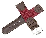 New 20mm Wenger Swiss Army Genuine Brown Leather Strap Burgundy Nylon Watch Band