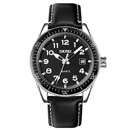 SKMEI Men’s Leather Band Big Face Watch