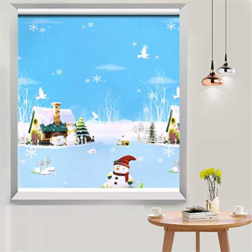 Persianas enrollables Persianas enrollables para ventana con diseño de nieve para invierno, con aislamiento térmico semiabsorbente para la habitación de los niños, 60/75/90/105/120 / 135cm de ancho (T