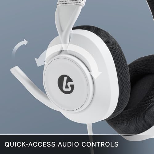 Image of PowerA LucidSound LS10P Gen 2 Wired Gaming Headset with 50mm Drivers, Flip-to-Mute Mic, Tempest 3D Audio, Swivel cups, Lightweight & Glasses-Friendly for PS5, PS4 & PC, White