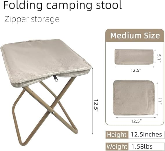 Image of Folding Stool, Outdoor Portable Stool, Lightweight Chair Heavy Duty Camping Fishing Hiking Picnic Garden BBQ Chair, Folding Oxford Cloth Stool Chairs, (Pcs-1), (Multi Colour).