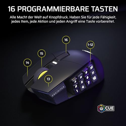 Corsair Scimitar Elite Wireless SE MMO Gaming Maus – Gunmetal – Ansicht 3