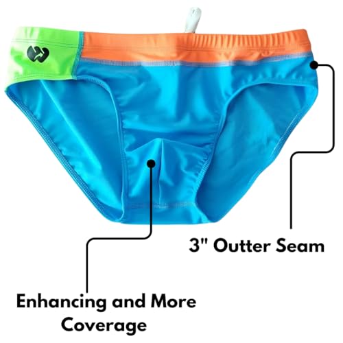 Men's Physique Swim Briefs - 3" Outer Seam, Athletic Cut | Silky 80/20 Nylon Spandex for Swimming & Beach2
