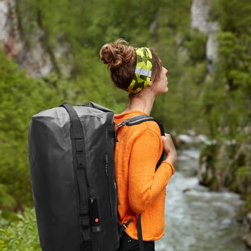 Haimont Waterproof Dry Bag 60L Roll-Top Duffle Backpack with Adjustable Style Straps for Canoeing, Fishing, Rafting, Swimming, Boating, Black - Image 8