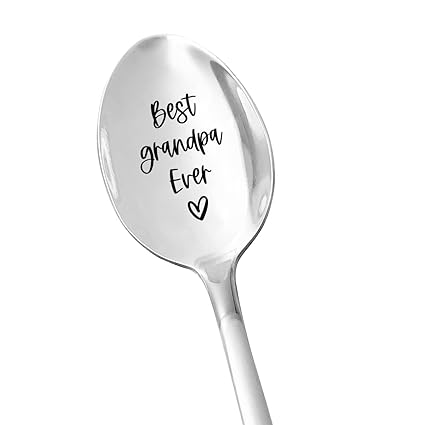Best Grandpa Gifts - Best Grandpa Ever - Tea Coffee Lover Stainless Steel Engraved Spoon Funny Grandpa Gift for Birthday Father's Day Xmas