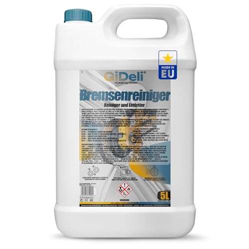 GiDeli Bremsenreiniger 5L - für Auto, Motorrad & Fahrrad - entfernt Öl, Fett, Bremsstaub, Klebereste - Werkstatt-Entfetter, schnell trocknend, rückstandsfrei