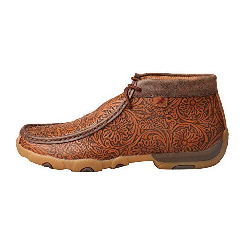 Image of Twisted X Women's Chukka Leather Driving Moccasins, Tan /Tooled, 7 Medium