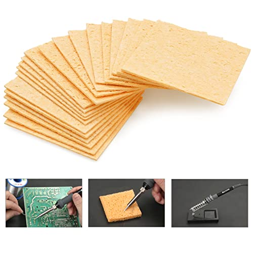 Image of 20Pcs Yellow Replacement Soldering Sponge,60mm x 60mm Square Solder Tip Cleaning Spong Soldering Iron Cleaning Sponge for Soldering Tips (2.4x2.4 Inch,Square)