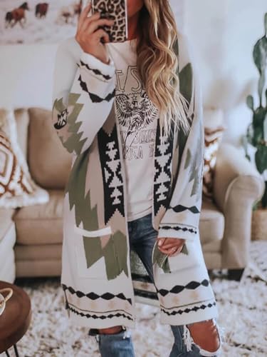 CHARTOU Women's Wool Blend Aztec Print Open Front Cardigan Long Sleeve Coat Outwear3