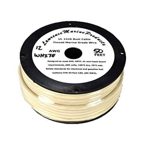 12 AWG Tinned Marine Primary Wire, White, 50 Feet Cover