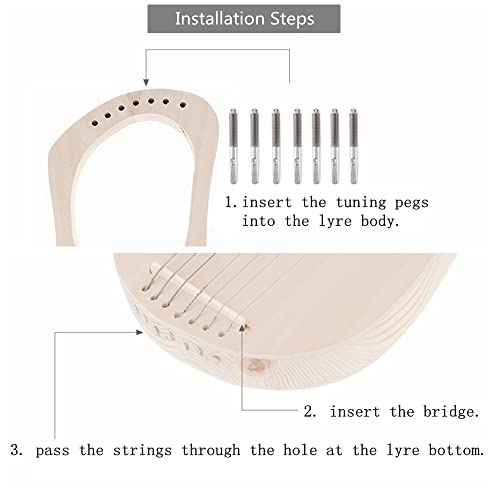 OriGlam KBI_31V Lyre Harp 7 String DIY Kit, Make Your Own Bass Wood, Lyres Wood String Lyre Harp