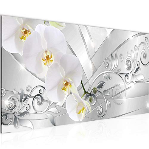 Runa Art Quadri Moderni Orchidea Fiori 1 Pezzo Tela Non Tessuta Soggiorno Corridoio Ornamento Argento Grigio 209112a