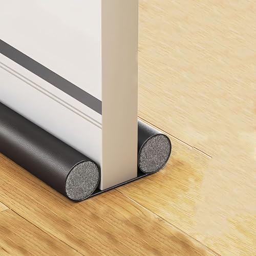 GoodTool Window Breeze Blocker Adjustable Door Sweeps Door Draft Stopper Insulator Door Sweep Leather Door Bottom Seal Strip for Draft Insulation and Sound Reduction 95cm (Black)