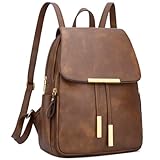 KKXIU Trendy Vegan Leather Backpack Purse for Women and Ladies Shoulder Travel Daypacks Bags (Z-Brown)