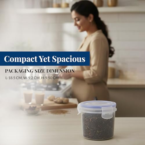 Image of Round Storage Container with Lock 250 ML | Airtight Leakproof Plastic Food Storage Box | BPA Free Kitchen Container for Spices, Snacks & Dry Fruits | Transparent Round Container (Set of 6)