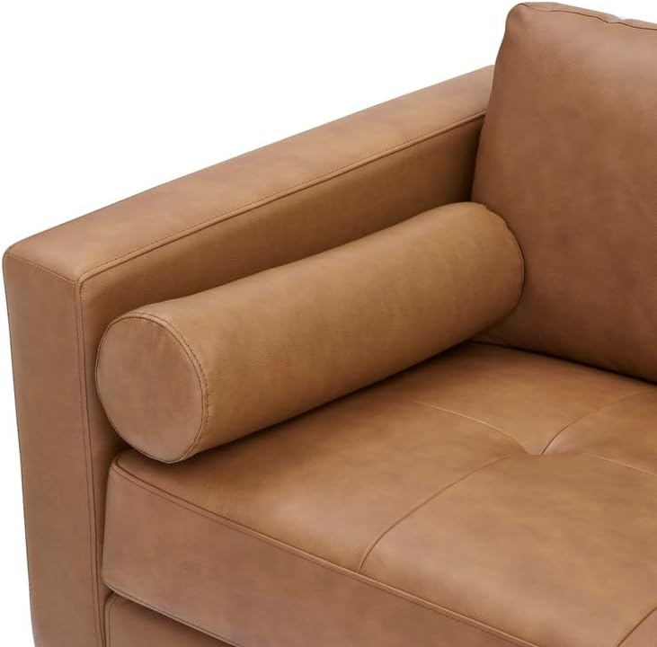 Miniatura 7 de Naomi Home Sofá biplaza Mid-Century de cuero genuino de grano superior, sofá cama biplaza, sofá cama, asientos de dos plazas para espacios pequeños,