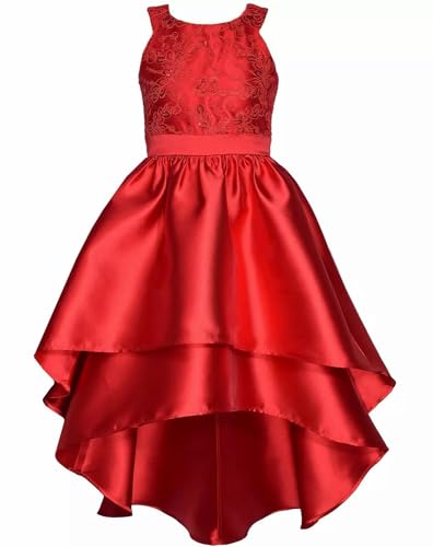 Bonnie Jean Girls 7-16 Red Embroidered Sequins High-Low Mikado Dress