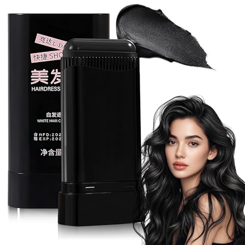 2-in-1 Hair Instant Color Stick & Comb, Long-Lasting Quick Root Touch-Up Stick Portable Hair Dye Comb for Gray Hair Coverage Sweat-Proof Coloring Tool for Women & Men Quick Touch-Ups (Black)