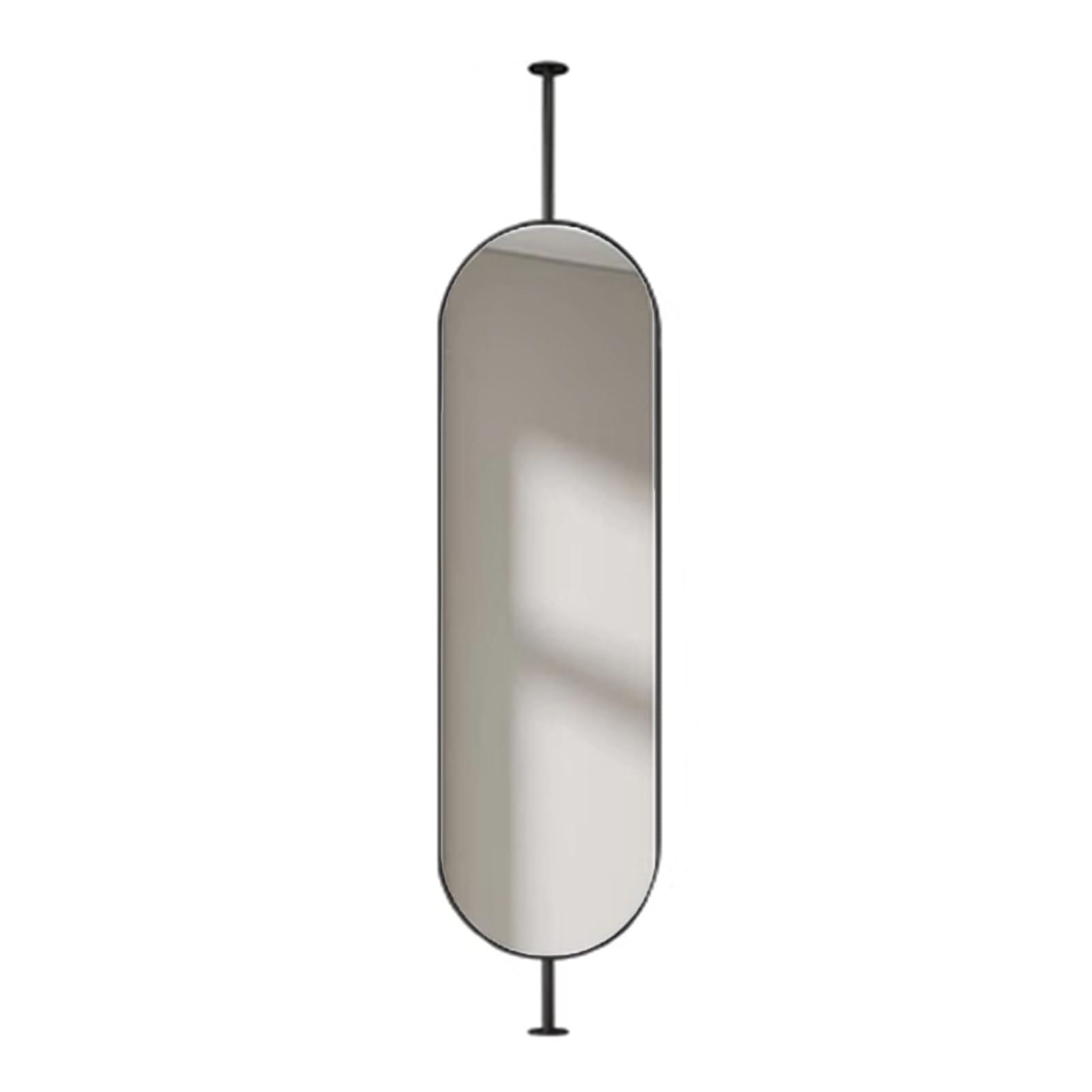 Miroir ovale avec bras réglable 360 degrés suspendu pour plafond noir