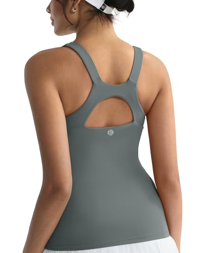 Image of RUNNING GIRL Workout Tops for Women,Racerback Tank Tops with Built in Bras,Padded Sports Bra Yoga Tank Athletic Tops